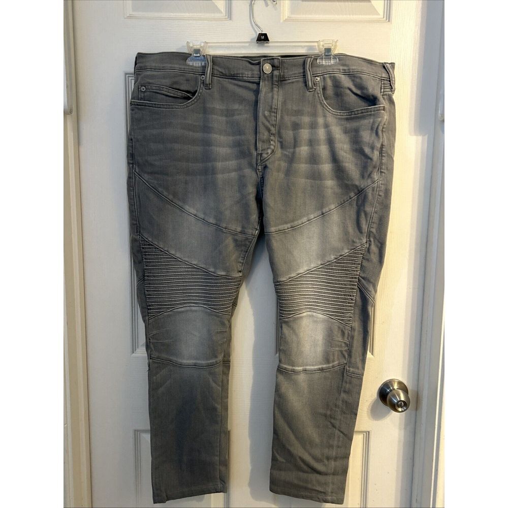 True Religion Rocco Moto DCOM Faded Slate Grey Jeans 40"x28" Mens